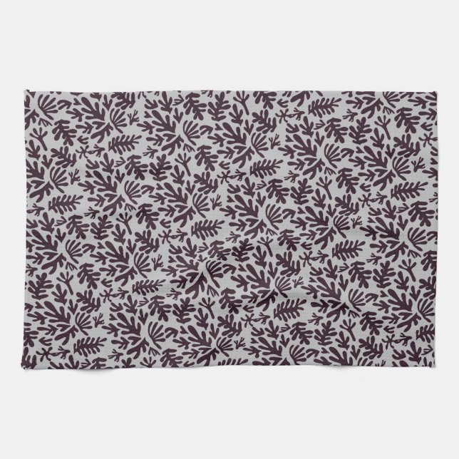 Linge De Cuisine Boho Matisse Formes botaniques Motif gris noir (Horizontal)