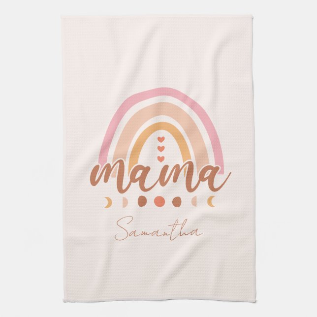 Linge De Cuisine Boho Rainbow Mama avec phases de lune (Vertical)