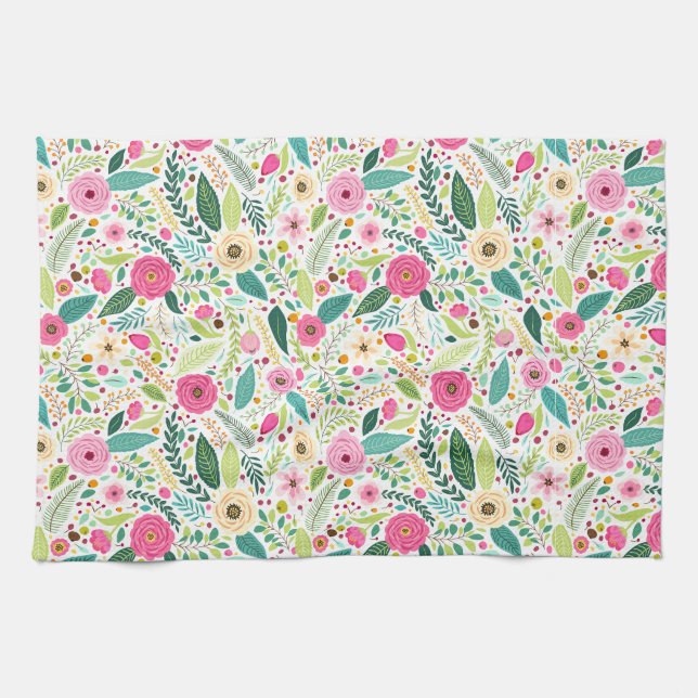 Linge De Cuisine Boho Whimsical Rosier rose (Horizontal)