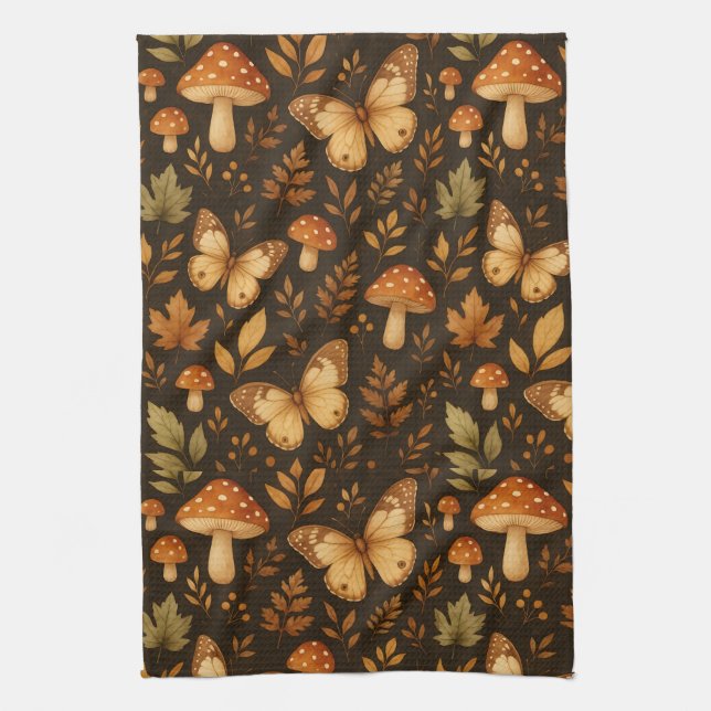 Linge De Cuisine Boho Woodland Forest Champignons | Couleurs d'auto (Vertical)