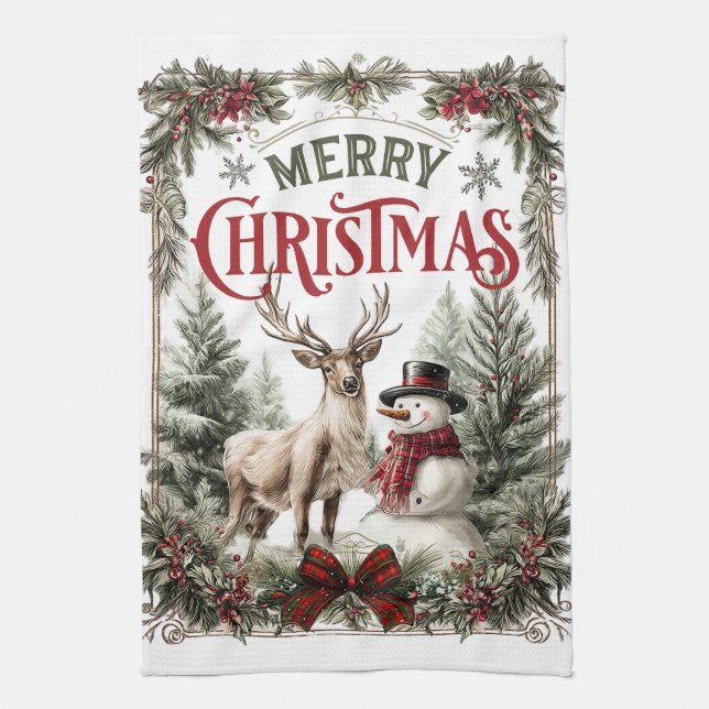 Linge De Cuisine Bois de Noël  (Vertical)