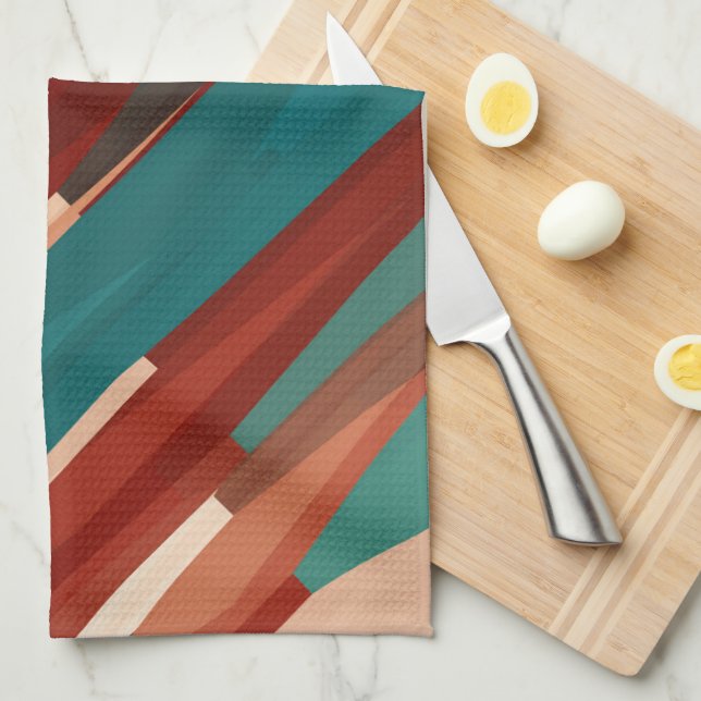 Linge De Cuisine Bois et turquoise (Quart Plié)