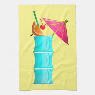 Linge De Cuisine Boisson tropicale cocktail hawaïen jaune bleu rose