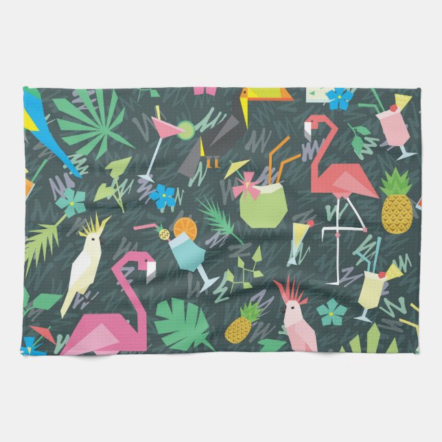 Linge De Cuisine Boissons D'Oiseaux Tropicaux : Vibrant Sans Fil. (Horizontal)