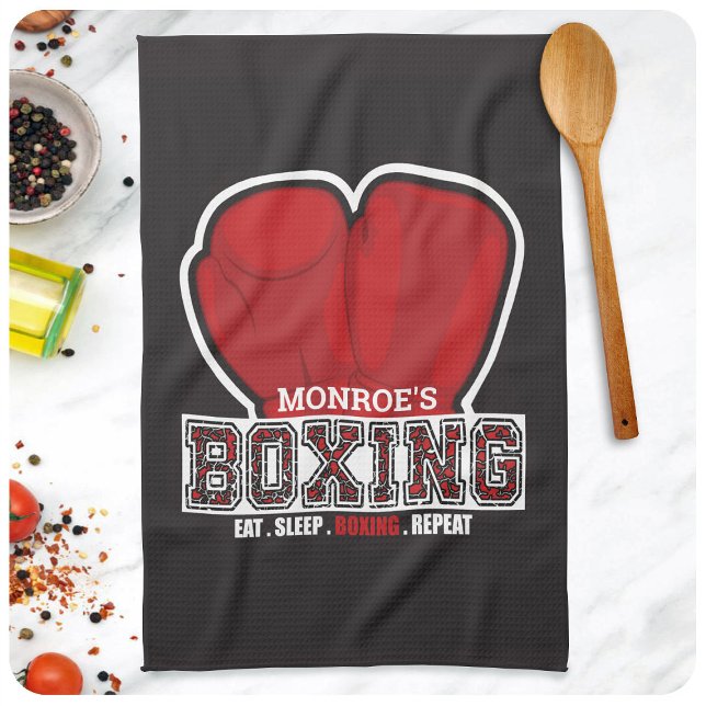 Linge De Cuisine Boîte de boxe personnalisée NOM Gant de boxe Comba (Créateur téléchargé)