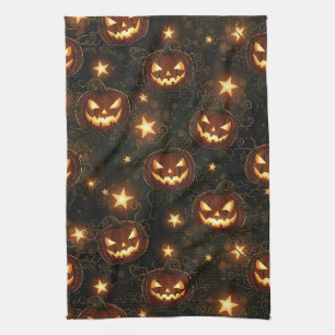 Linge De Cuisine Bokeh Halloween Sans Couture Citrouille Illuminé