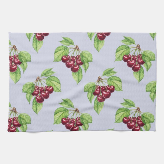 Linge De Cuisine Bold Cherry sur Branches par Natasha Us (Horizontal)