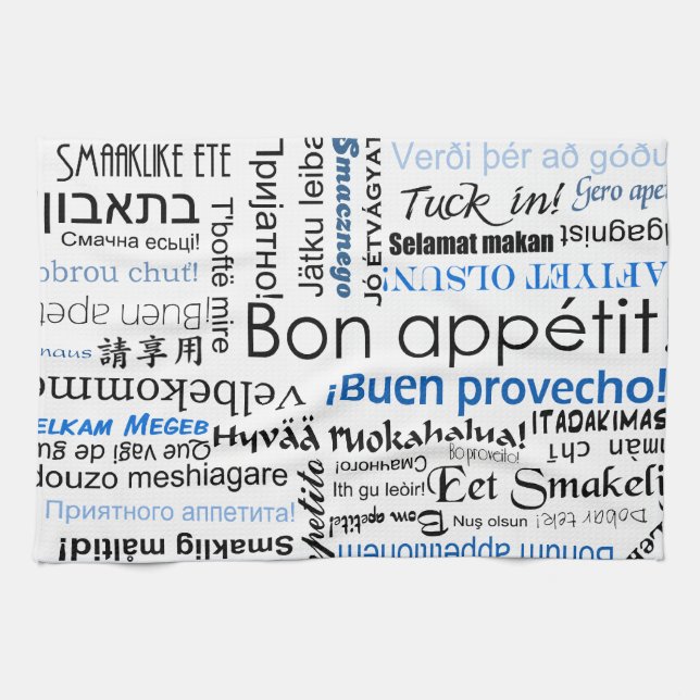 Linge De Cuisine Bon appetit dans d'autres langues - bleu (Horizontal)