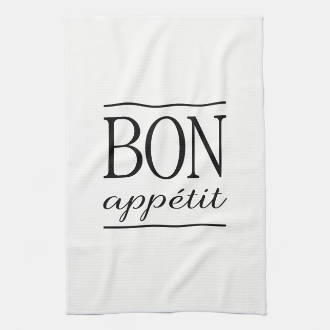 Linge De Cuisine BON APPÉTIT Typographie Citation de bas de page (Vertical)