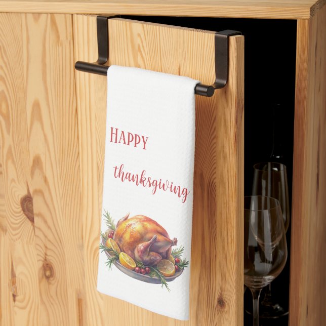 Linge De Cuisine Bon thanksgiving aquarelle, cadeau de dinde rôtie (Pliage en tiers)