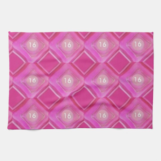 Linge De Cuisine Bonbon 16, nombre rose de diamants (Horizontal)