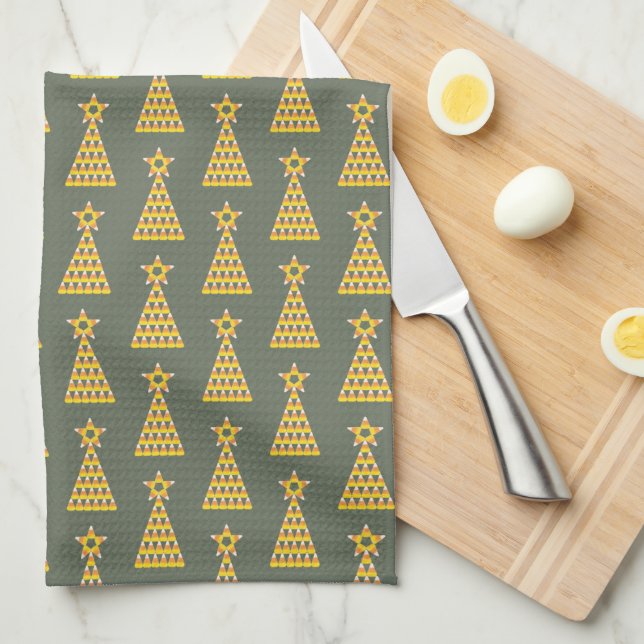 Linge De Cuisine Bonbons Corbeau Arbre de Noël (Quart Plié)