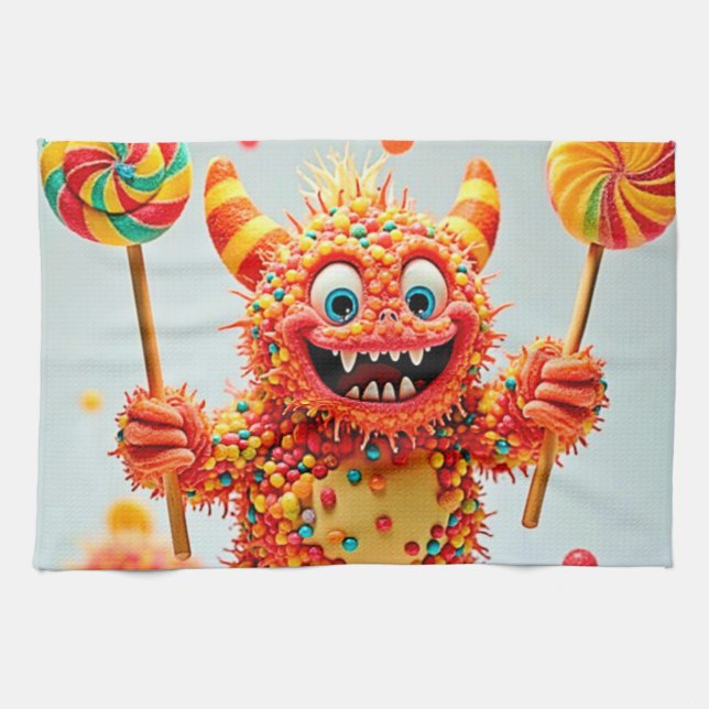 Linge De Cuisine Bonbons de Monster heureux Design (Horizontal)
