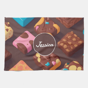 Linge De Cuisine Bonbons en coton Mosaïque coloré Motif personnalis