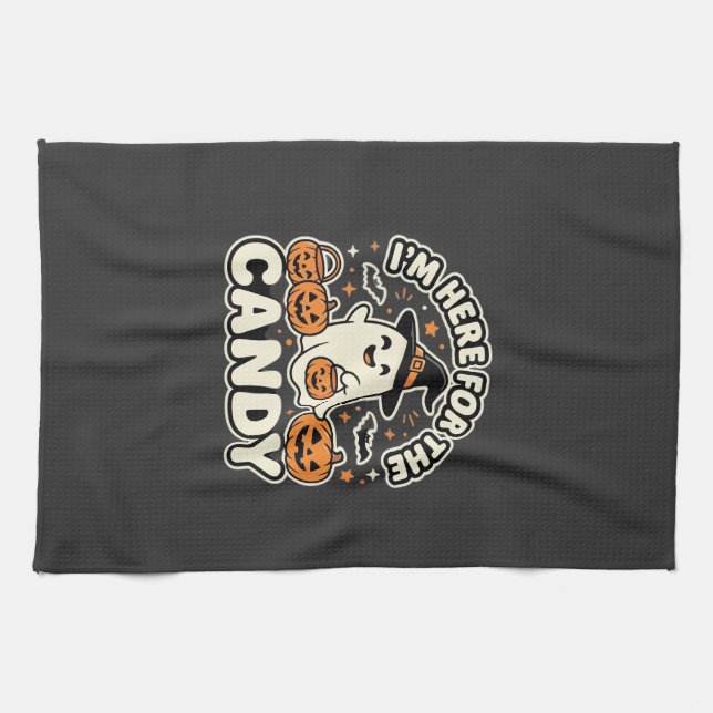 Linge De Cuisine Bonbons Halloween Fantôme Citrouille Design (Horizontal)