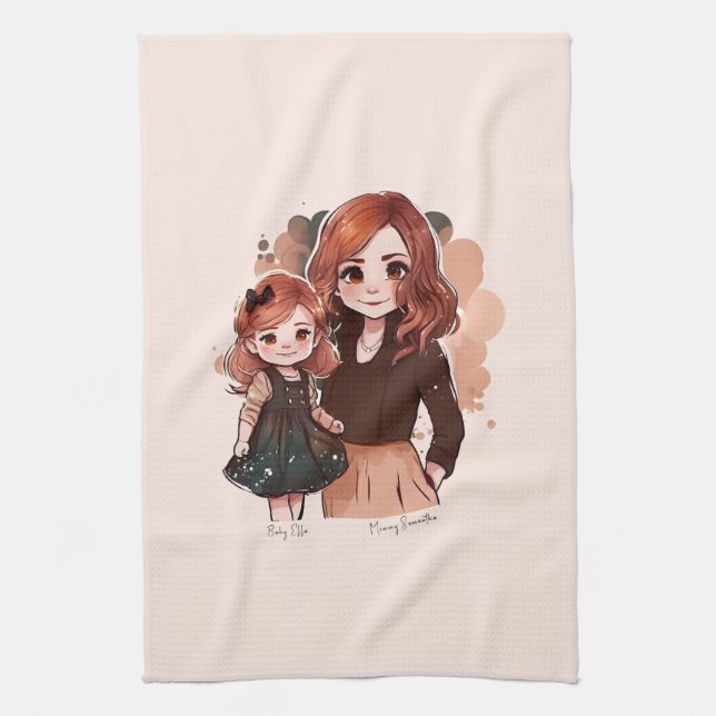 Linge De Cuisine Bond adorable maman et fille (2) (Vertical)