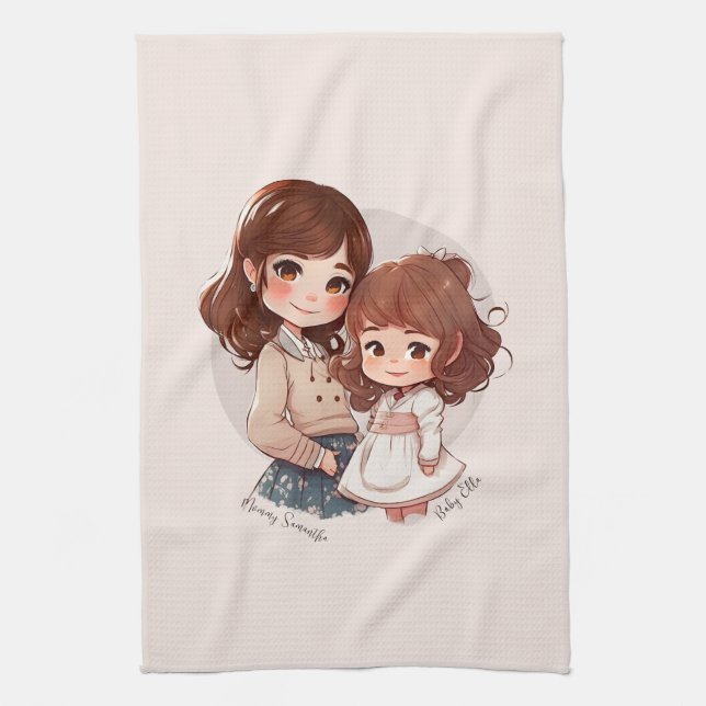 Linge De Cuisine Bond adorable maman et fille (4) (Vertical)