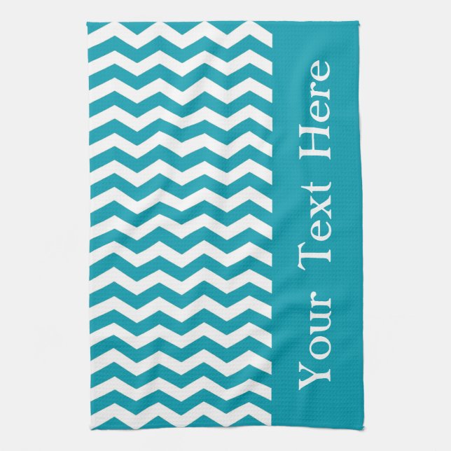 Linge De Cuisine Bondi Blue Wave Chevron personnalisable (Vertical)
