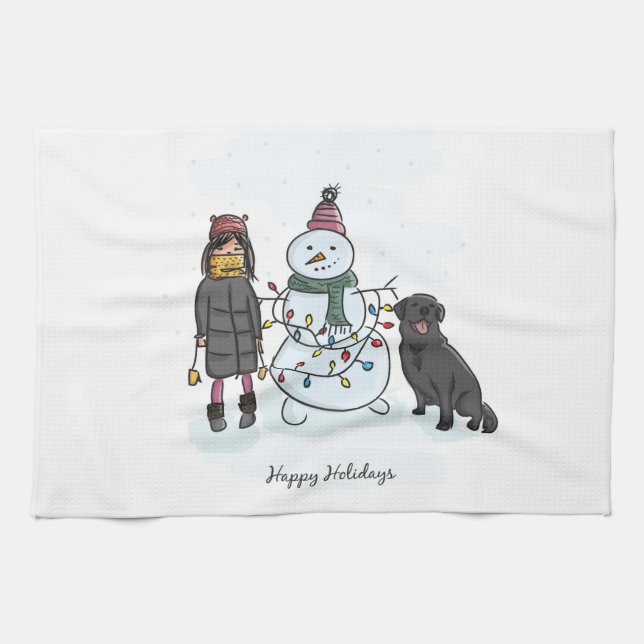 Linge De Cuisine Bonhomme de neige (Horizontal)