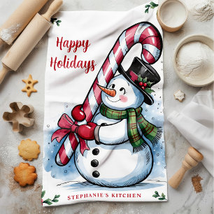 Linge De Cuisine Bonhomme de neige Canne à sucre Joyeuses Fêtes Noë