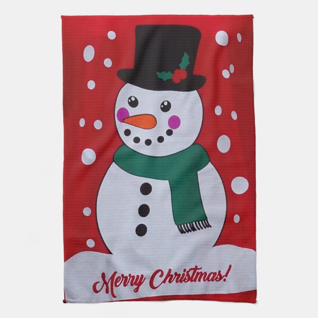 Linge De Cuisine Bonhomme de neige de Noël (Vertical)