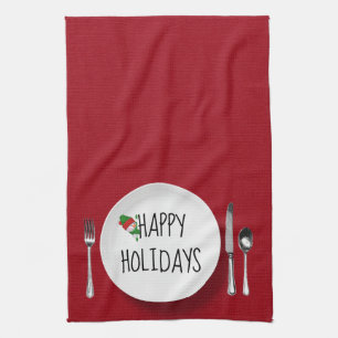 Linge De Cuisine Bonhomme de neige de vacances sur une assiette bla