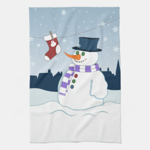 Linge De Cuisine Bonhomme de neige et Noël de bas