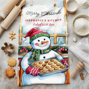 Linge De Cuisine Bonhomme de neige préparant des biscuits personnal