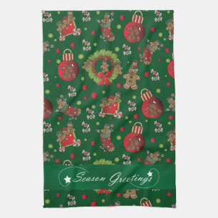 Linge De Cuisine Bonhommes en pain d'épice de Noël de salutations