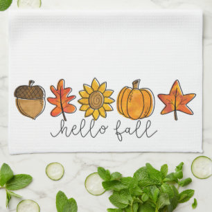 Linge De Cuisine Bonjour Automne Acorn Sunflower Feuilles et Citrou