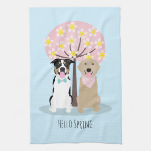 Linge De Cuisine Bonjour Chiens De Printemps Par Cherry Blossom Tre