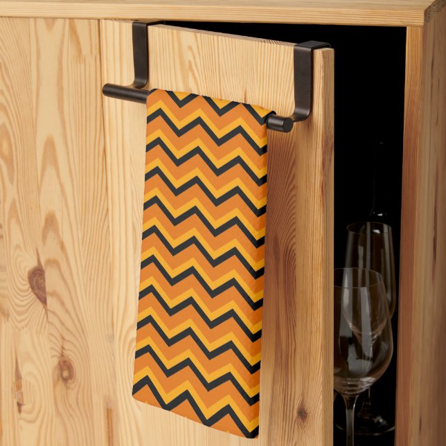Linge De Cuisine Bonne Halloween Chevron (Pliage en tiers)