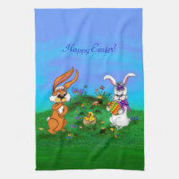 Bonne Pâques ! Lapin avec lapin et poussin