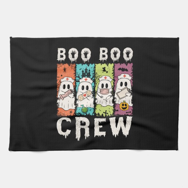 Linge De Cuisine Boo Boo Crew Infirmière d'Halloween (Horizontal)