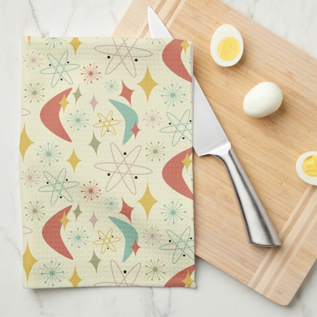 Linge De Cuisine Boomerang Feux d'été mi-siècle (Quart Plié)