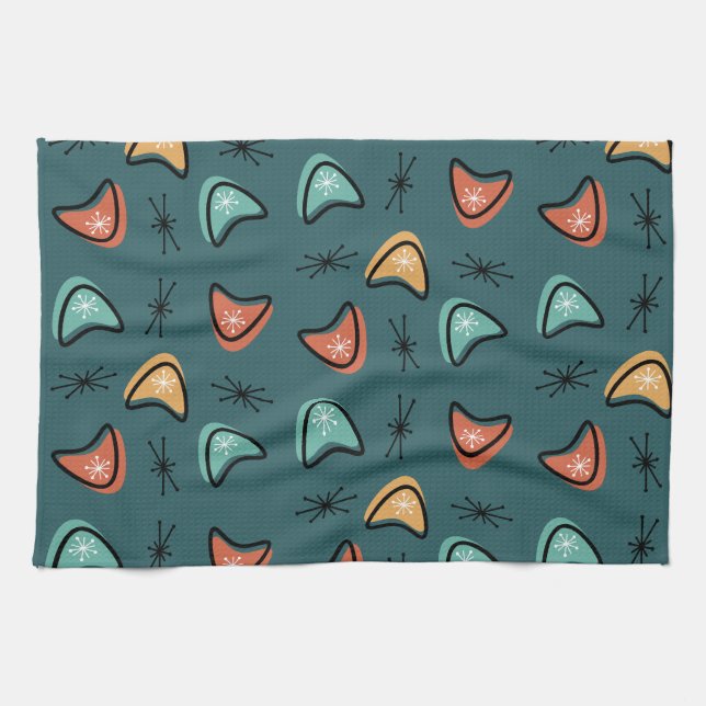 Linge De Cuisine Boomerangs atomique Starburs Turquoise (Horizontal)