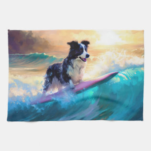 Linge De Cuisine Bordure Collie Beach Plage Plage Plage de surf Pei