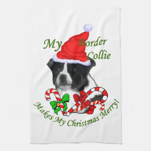 Linge De Cuisine Bordure Collie Noël