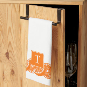 Linge De Cuisine Bordure de tranche de citron orange d'été chic