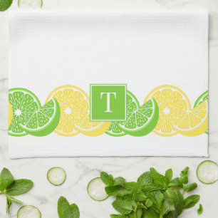 Linge De Cuisine Bordure de tranche de citron vert citronnée d'été
