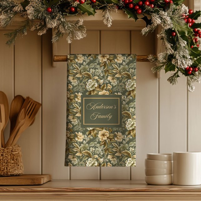 Linge De Cuisine Botanical Pastel Look Personalized Modern Towel  (Botanical Pastel Look Personalized Modern Towel )