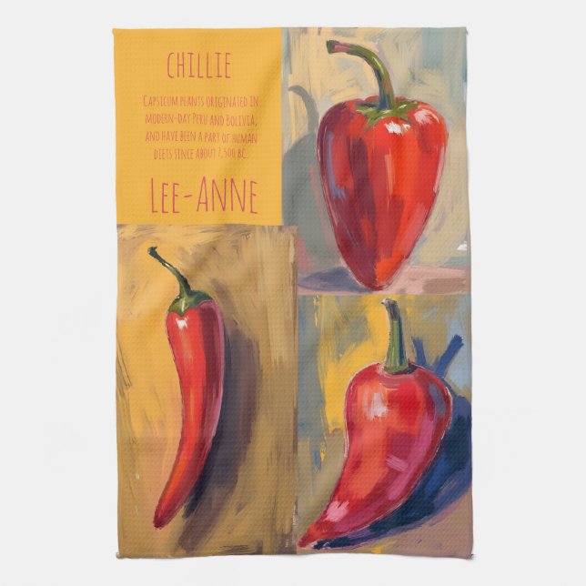 Linge De Cuisine Botanical Watercolor Chillie Kitchen  (Vertical)