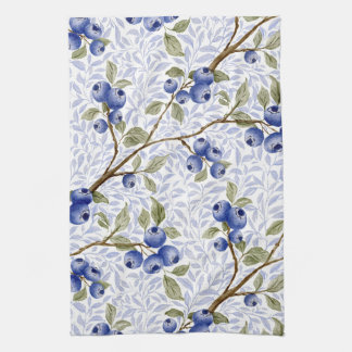 Linge De Cuisine Botanique de myrtille à l'aquarelle en bleu vert b
