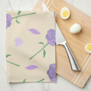 Linge De Cuisine Botanique tropicale violet beige