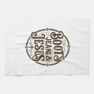 Linge De Cuisine Bottes Jeans & Jésus Vintage Foi occidentale