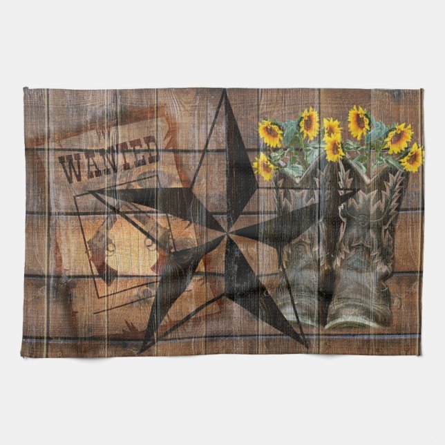 Linge De Cuisine Bottes Russe Texas Star Western Pistol Cowboy (Horizontal)