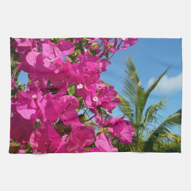 Linge De Cuisine Bougainvilliers et palmiers paysage tropical (Horizontal)