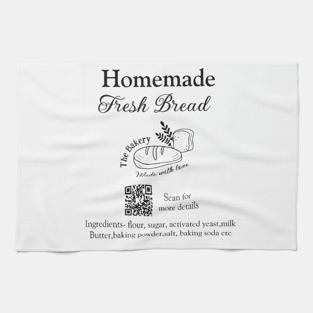Linge De Cuisine Boulangerie de pain frais ajouter nom ingrédients  (Horizontal)
