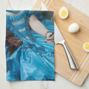 Linge De Cuisine Boule de gomme Diva en satin bleu