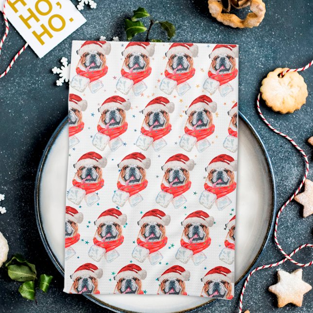Linge De Cuisine Bouledogue Anglais Race de Chien Noël (Créateur téléchargé)